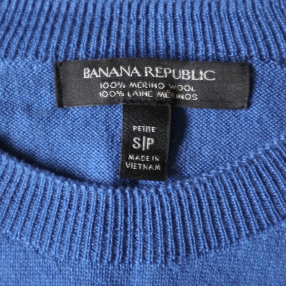 Blue Merino Wool Banana Republic Knit Crew Neck Sweater - Picture 3 of 7